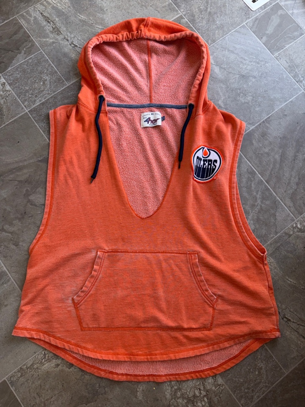 Edmonton Oilers Orange Hooded Sleeveless Pullover